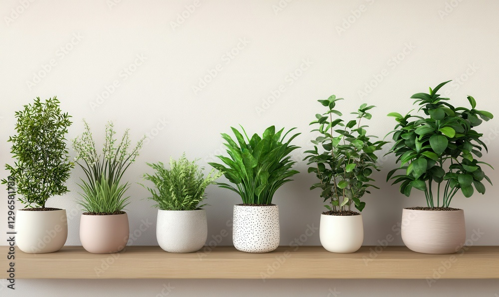 Small indoor plants with modern pots, symbolizing the beauty of greenery and eco-conscious living. Small indoor plants with modern pots, symbolizing the beauty of greenery and eco-conscious living.