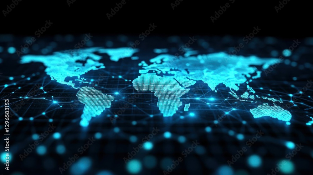 Global Network: Digital World Map, Interconnection Global Network: Digital World Map, Interconnection