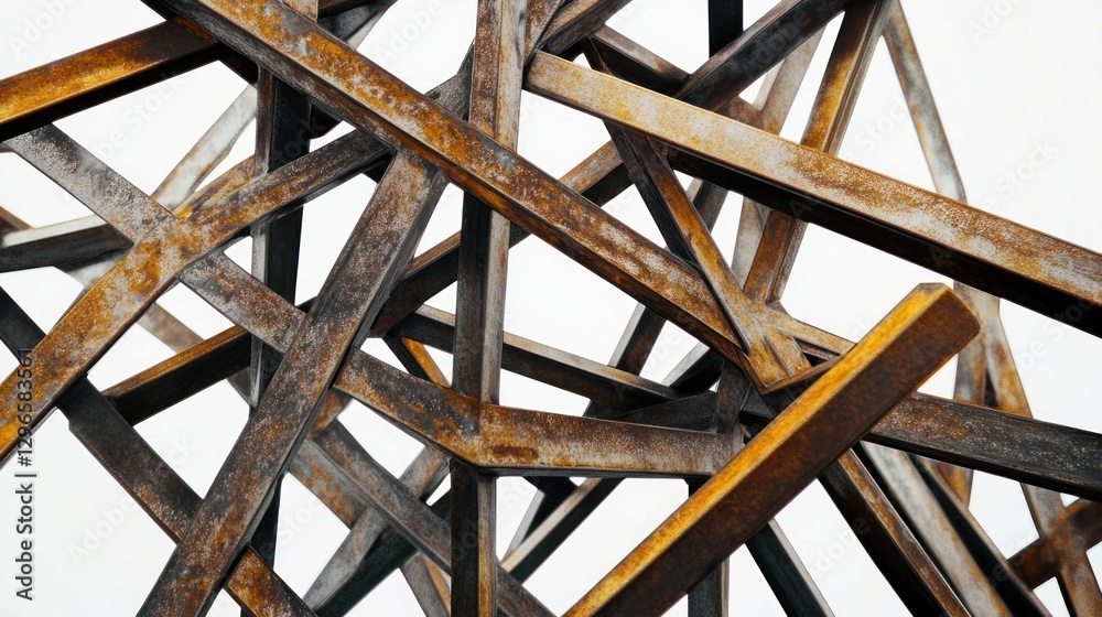 Abstract rusty metal structure, intricate, urban art, outdoors Abstract rusty metal structure, intricate, urban art, outdoors