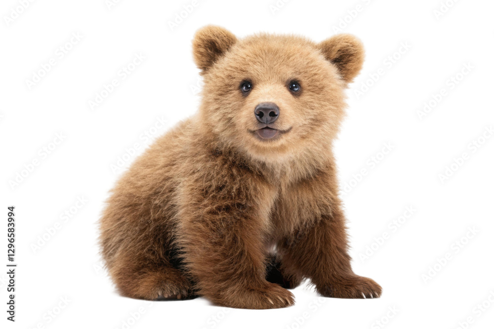 Cute brown bear cub sitting with a playful expression, perfect for wildlife enthusiasts and animal lovers looking for soft imagery, cut out Cute brown bear cub sitting with a playful expression, perfect for wildlife enthusiasts and animal lovers looking for soft imagery, cut out