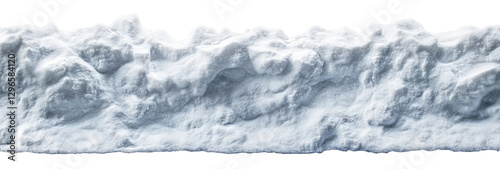 Thick layer of fresh snow with uneven texture, isolated on transparent cutout background