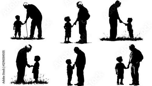 Emotional Grandfather and Grandson Silhouette: A Beautiful Family Moment