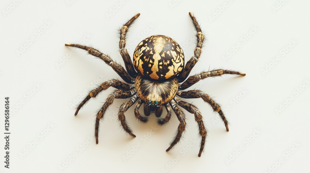 Fototapeta premium Ornate spider, studio shot, white background (1)