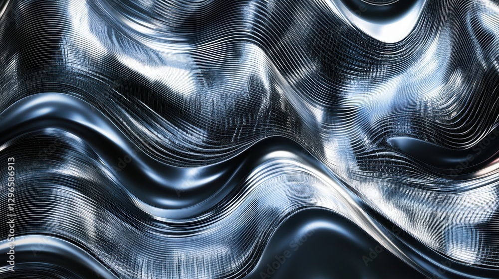 Naklejka premium A futuristic metallic texture with intricate patterns and reflective surfaces.