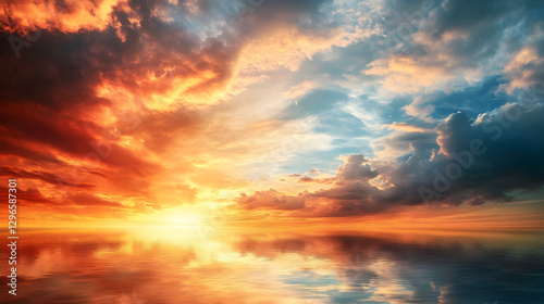 scene where the sky and clouds are frozen in place, the last rays of sunlight caught at the perfect moment 