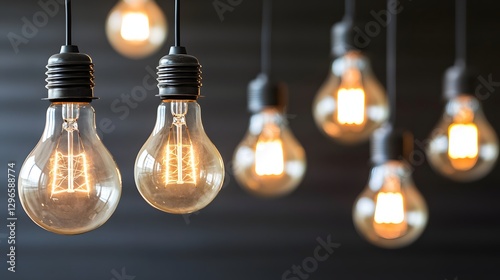 Elegant Hanging Light Bulbs Creating Warm Ambient Glow in Modern Interior Space