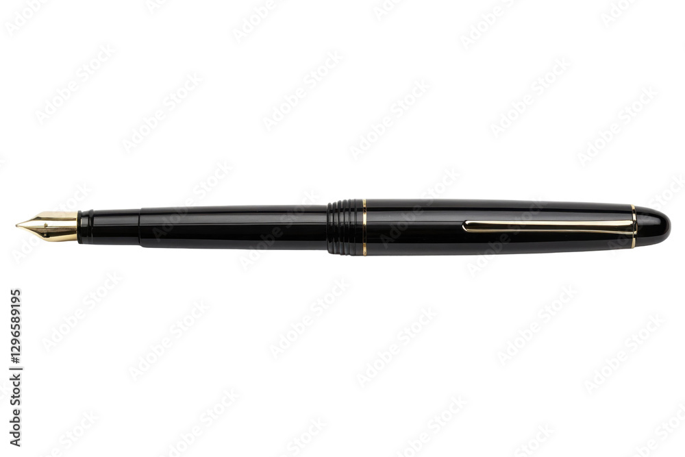 Elegant black fountain pen for writing notes and signing documents in professional settings, cut out Elegant black fountain pen for writing notes and signing documents in professional settings, cut out