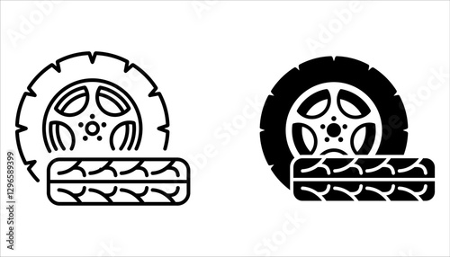 Car tires icon set. Vector illustration for web design. Isolated on white background.
