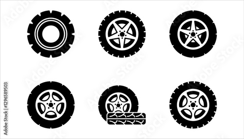 Car tires icon set. Vector illustration for web design. Isolated on white background.