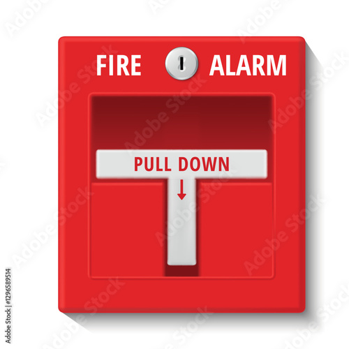 Fire alarm red box emergency service security system realistic vector illustration