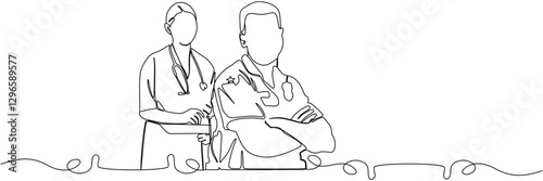police and doctor line art illustration background