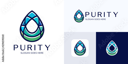 Abstract colorful geometric beauty skincare logo design, Water drop logo with style elegant and sophisticated, Modern luxurious logo olive for business or identity, Olive oil vector logo inspirations