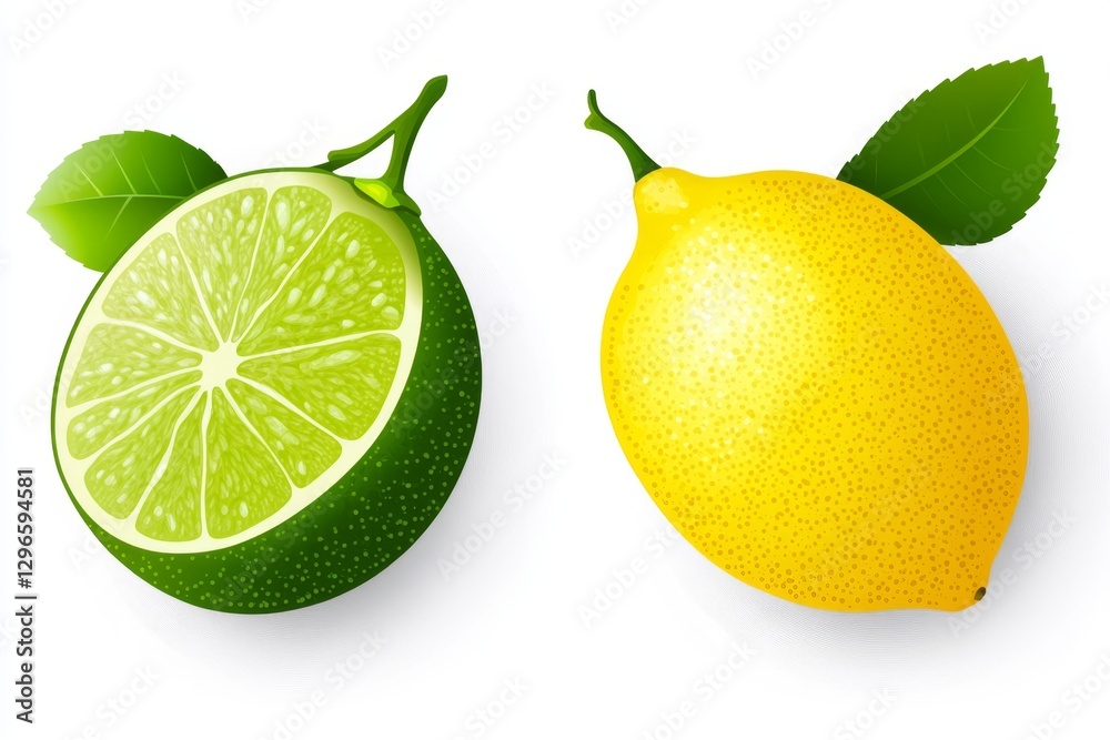 A lemon and lime icon in a clean, modern flat design A lemon and lime icon in a clean, modern flat design