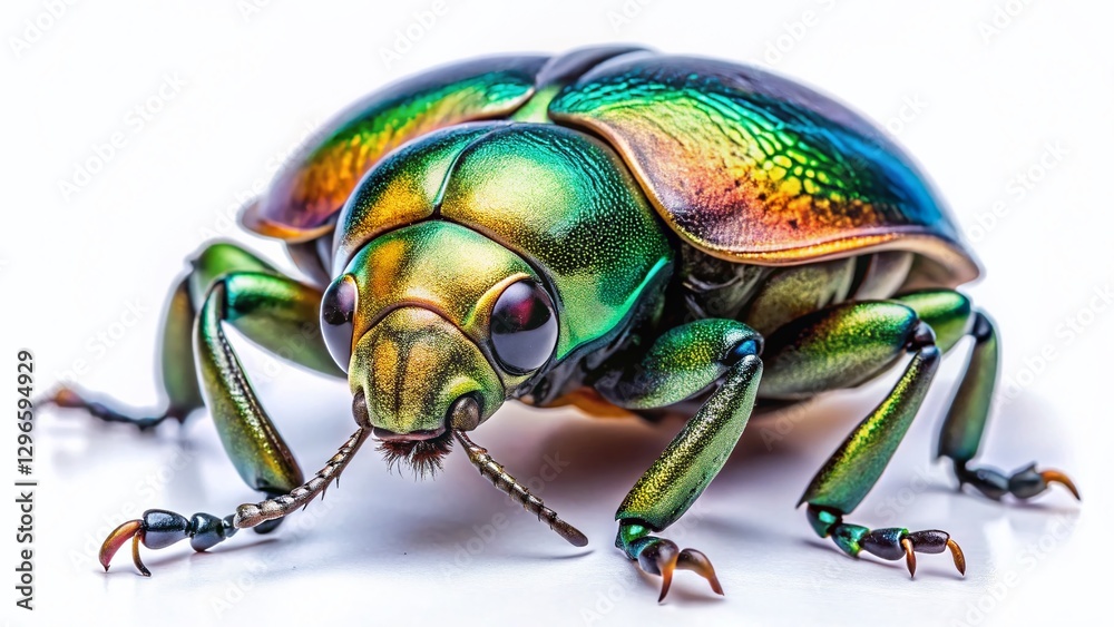 Naklejka premium Macro Photo of Beetle on Pure White Background - High Resolution Stock Image