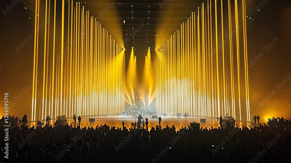 Illuminating performance with vibrant lights and enthusiastic crowd at a concert event