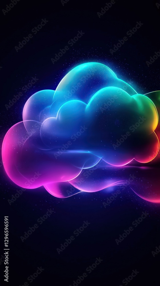 Fototapeta premium Colorful Neon Cloud Illustration with Soft Hues and Dreamy Atmosphere in Abstract Design