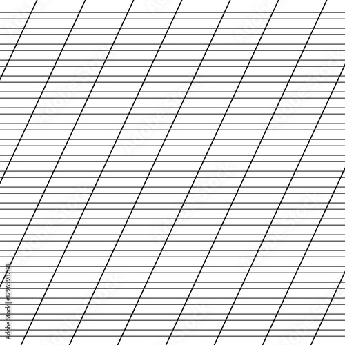 Graph paper. Printable lined grid paper with color horisontal, diagonal lines. Geometric pattern for school, oblique notebook. Realistic lined paper blank. Exercise page for calligraphy.