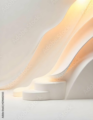  A Minimalist Architectural Design with Soft Curves and Warm Lighting , background