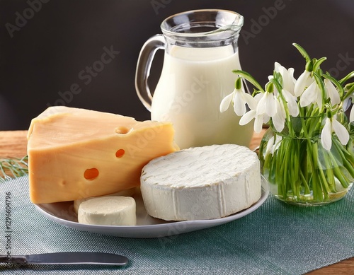 Obraz na płótnie Milk and cheese w salonie