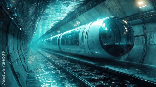 Underwater train in tunnel