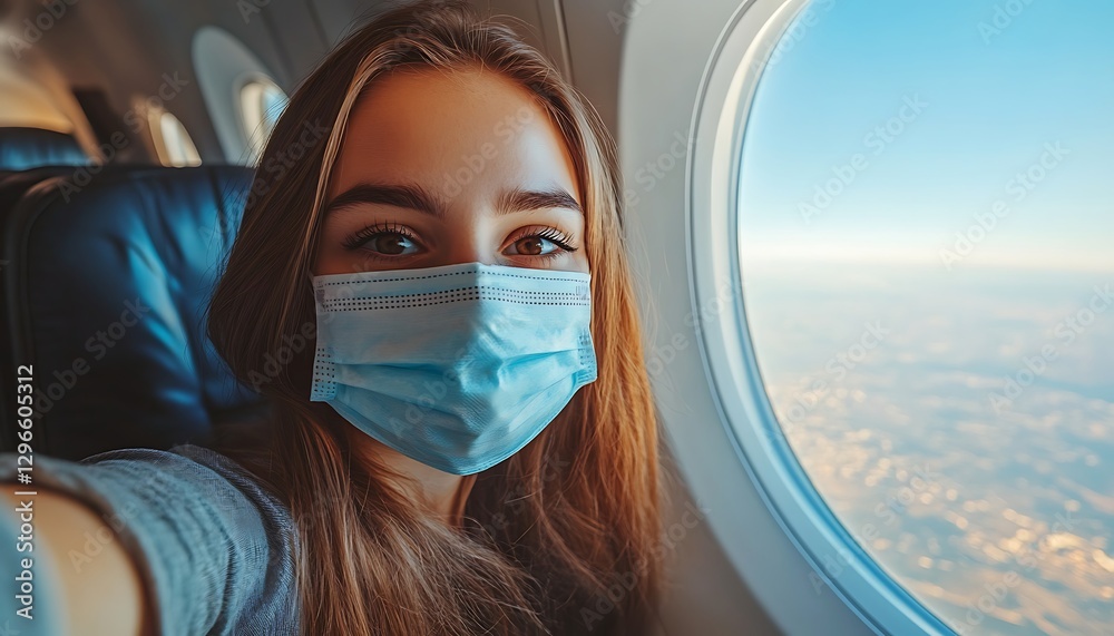 Airplane selfie with mask Airplane selfie with mask