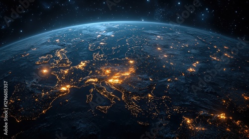 Aerial view of earth from space showcasing the planets curvature and atmosphere in a stunning cosmic perspective