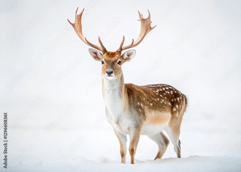 Majestic European Fallow Deer Isolated on White Background - Wildlife Stock Photo Majestic European Fallow Deer Isolated on White Background - Wildlife Stock Photo