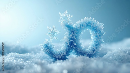 Frosty winter decoration with snowflakes and icy details in a serene blue atmosphere. Generative AI