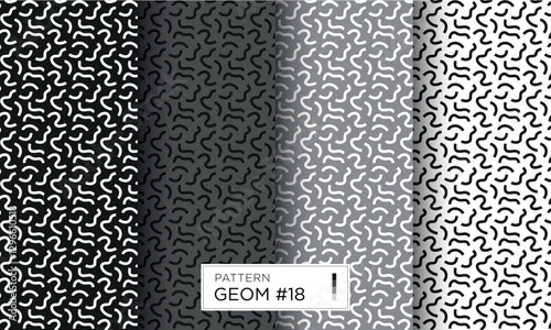 Line confetti pattern for fabric ornament decoration seamless print black and white vector abstract set Geom 18