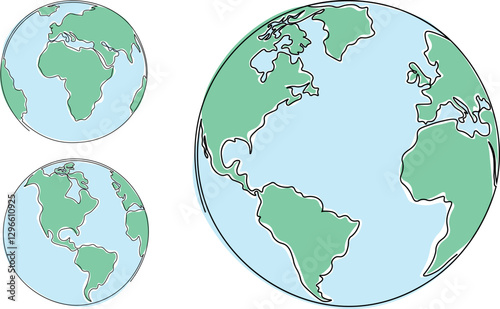 Earth globe vector illustration set
