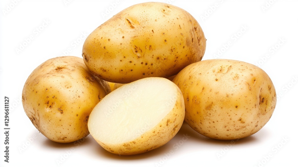 Fresh Yellow Potatoes on White Background Fresh Yellow Potatoes on White Background