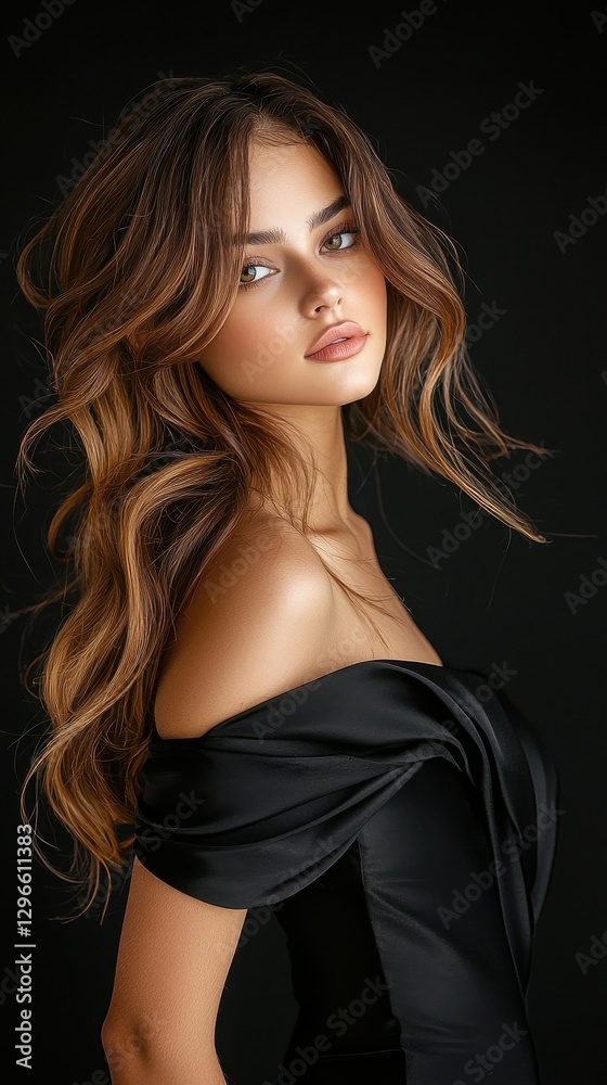 Naklejka premium A woman with long brown hair