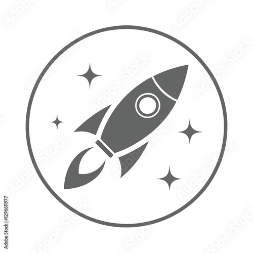 Minimalist Rocket and Stars Emblem Logo Design. photo