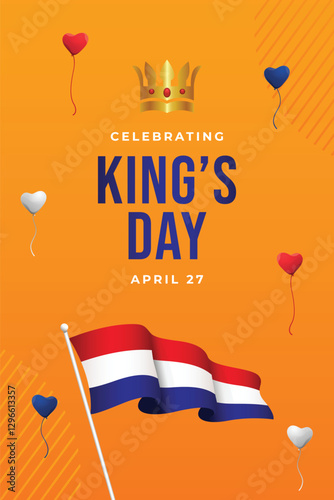 King's day celebrations design template. Design for digital banner or print.