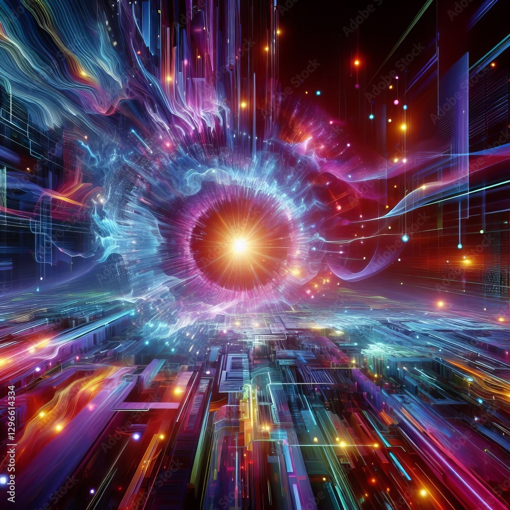Obraz premium Cyberspace Portal in Digital Reality 