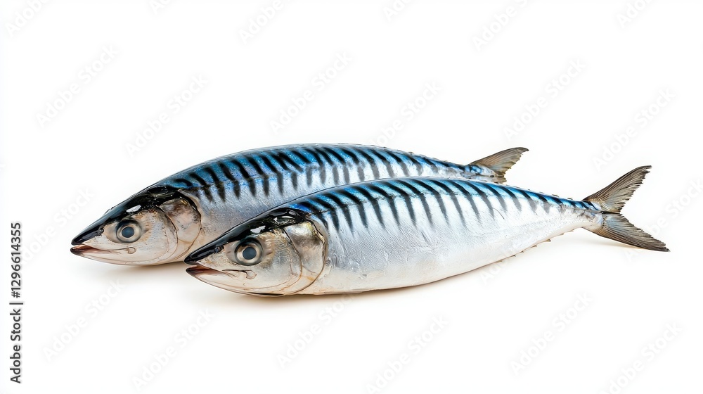 Two Fresh Mackerel Fish on White Background Two Fresh Mackerel Fish on White Background