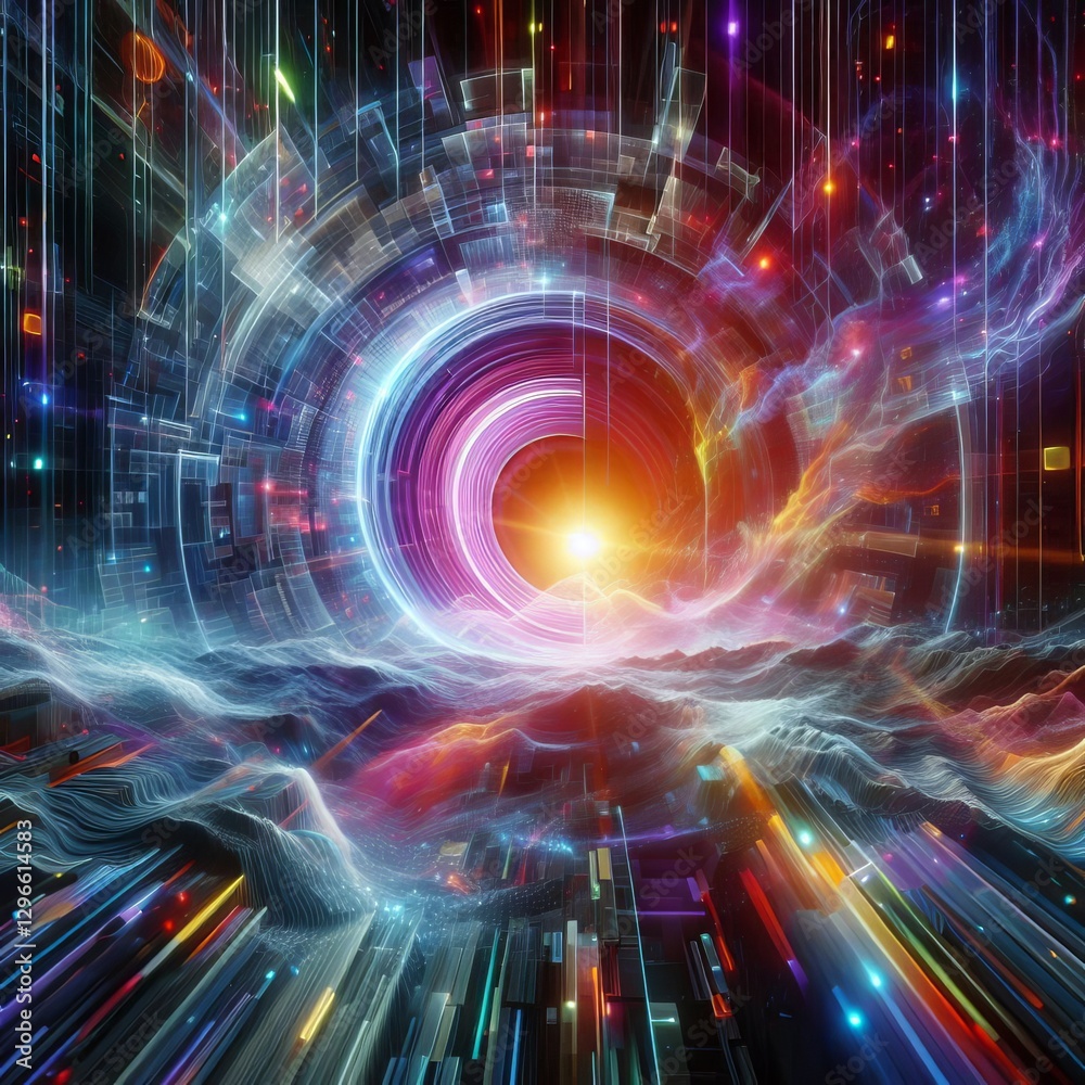 Obraz premium Cyberspace Portal in Digital Reality 