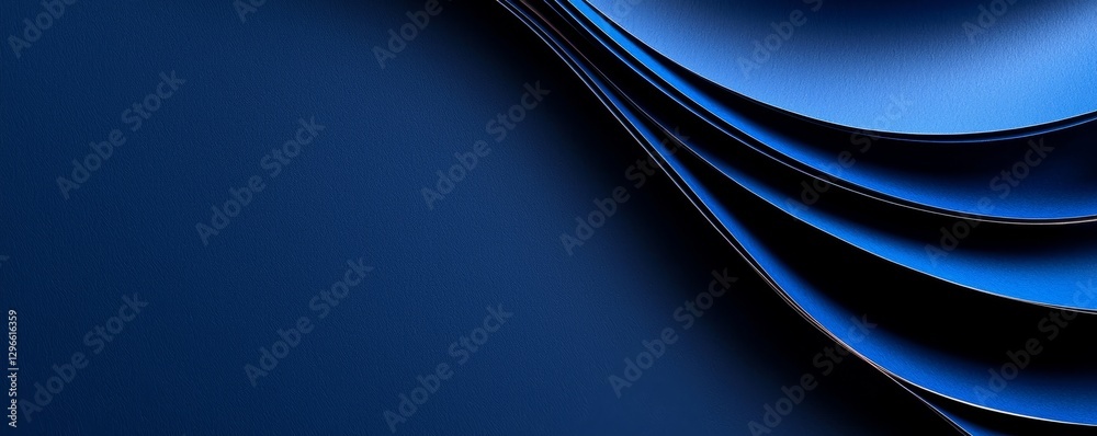 Obraz premium Abstract Curve Layer Composition in Royal Blue Shades Paper Art Visual Design Backdrop for Creative Presentation
