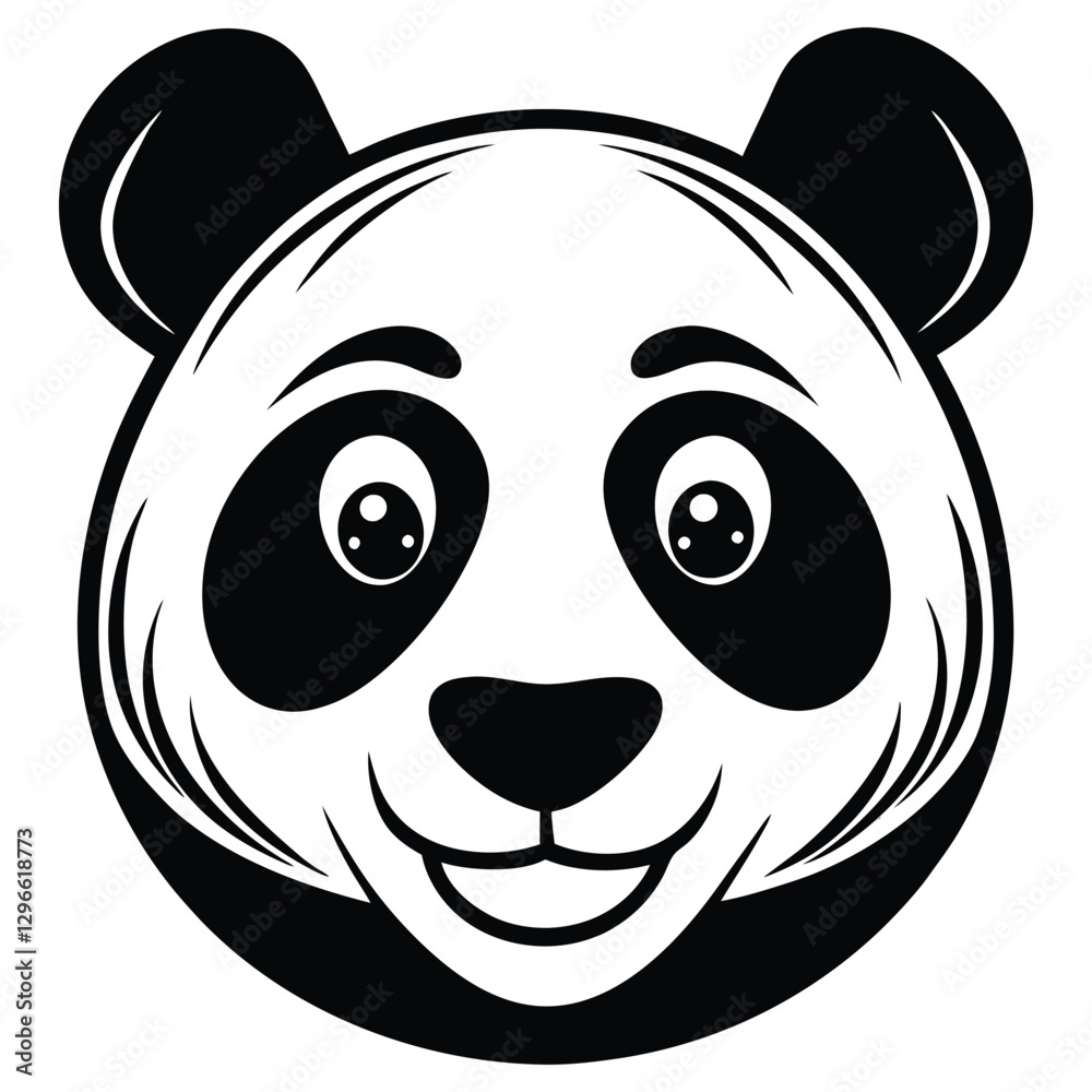 a panda icon with round ears black patches around vector a panda icon with round ears black patches around vector