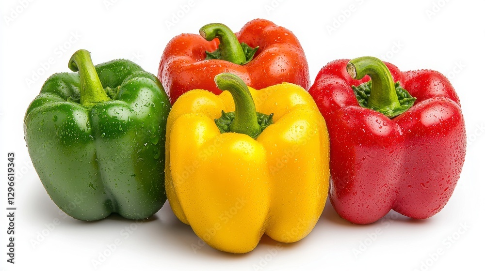 Four Fresh Bell Peppers on White Background Four Fresh Bell Peppers on White Background