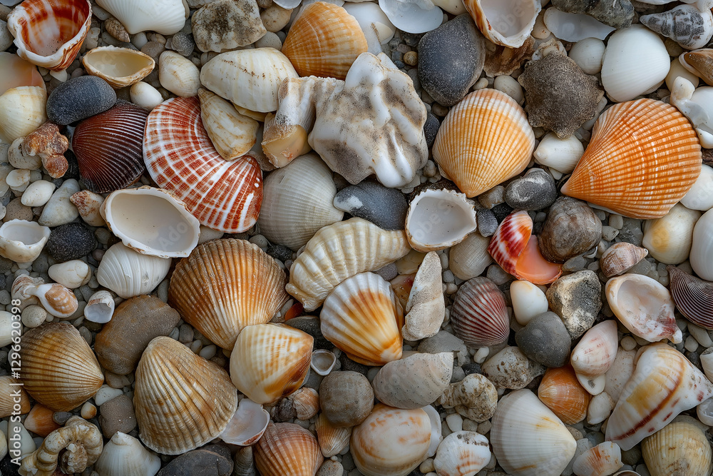 A collection of seashells, diverse shapes and textures, remnants of the ocean, isolated on white background. A collection of seashells, diverse shapes and textures, remnants of the ocean, isolated on white background.