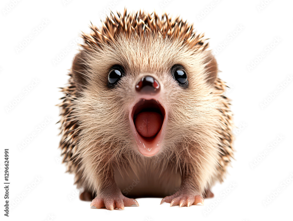 Obraz premium Cute Baby Hedgehog with Surprised Emotion Face Isolate on Transparent Background, cutout, png