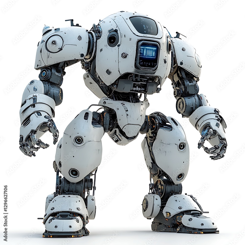 Future Sentinel: A powerful, futuristic robot with a robust, imposing frame stands ready, embodying advanced technology and artificial intelligence. Future Sentinel: A powerful, futuristic robot with a robust, imposing frame stands ready, embodying advanced technology and artificial intelligence.