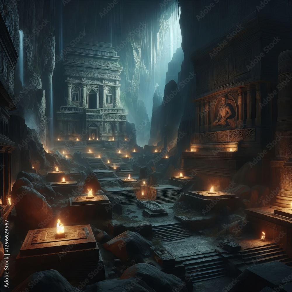 Obraz premium Forgotten Tomb in Dwarven Underground Kingdom 