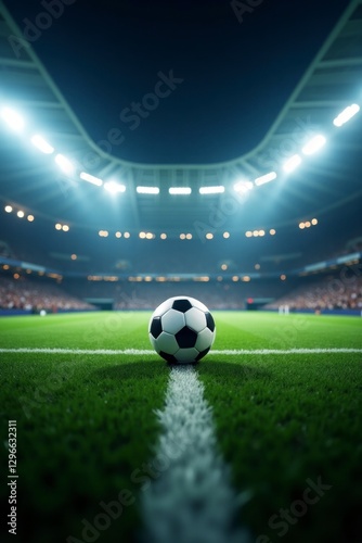 Art photograph Football on Night Time Stadium Background