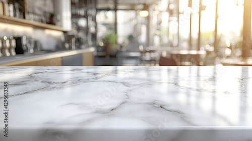 Elegant marble countertop showcasing detailed veining and polished surface in a modern kitchen