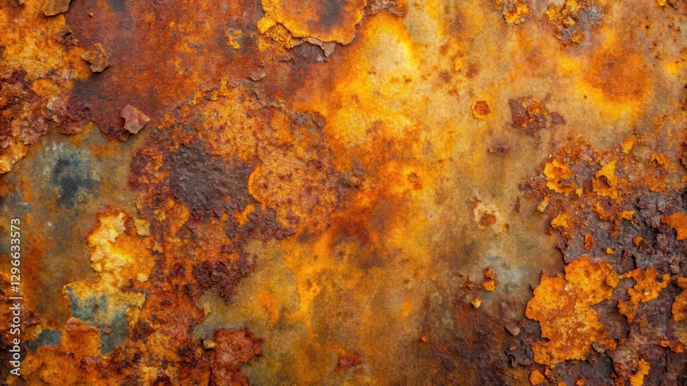 Intricate rust patina on metal surface with subtle orange and yellow hues, revealing a layered history of oxidation and corrosion , weathered metal, oxidation Intricate rust patina on metal surface with subtle orange and yellow hues, revealing a layered history of oxidation and corrosion , weathered metal, oxidation