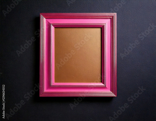 pink wooden frame on dark wall background, Antique picture frame, vintage pink wood frame mockup, brown picture frame 