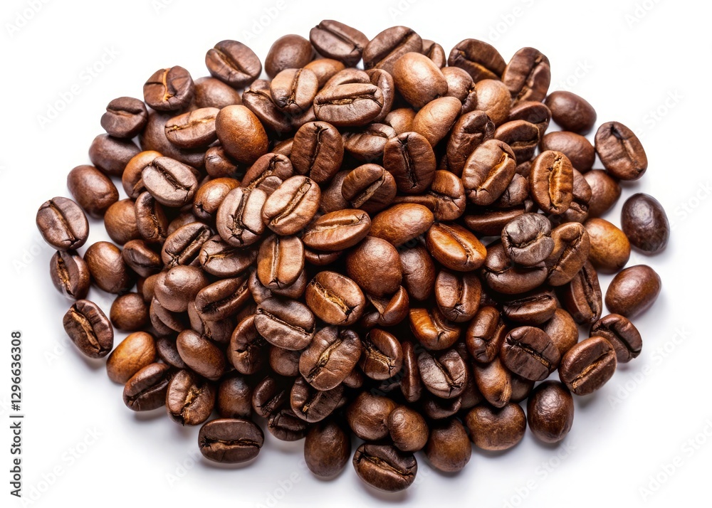 Obraz premium Close Up Coffee Beans Isolated White Background - High Resolution Stock Photo