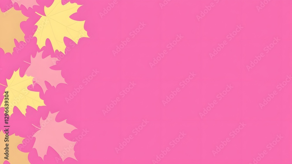 Colorful Autumn Leaves in Shades of Pink and Gold on a Vibrant Background Colorful Autumn Leaves in Shades of Pink and Gold on a Vibrant Background